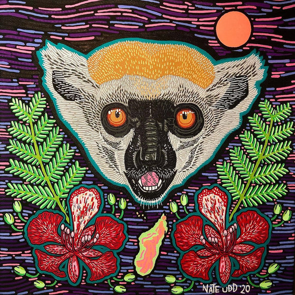 GOLDEN CROWNED SIFAKA- PRINT